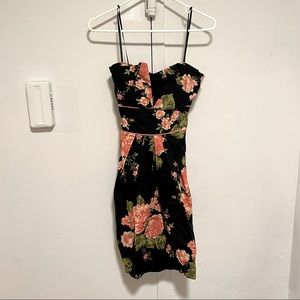 B. Smart Strapless Rose Print Cocktail Dress Size 16
